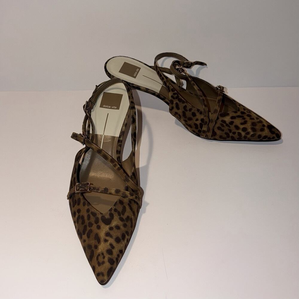 Pamla Mid Sling Back Heel in Leopard Suede Dolce Vita Size 11 Wide